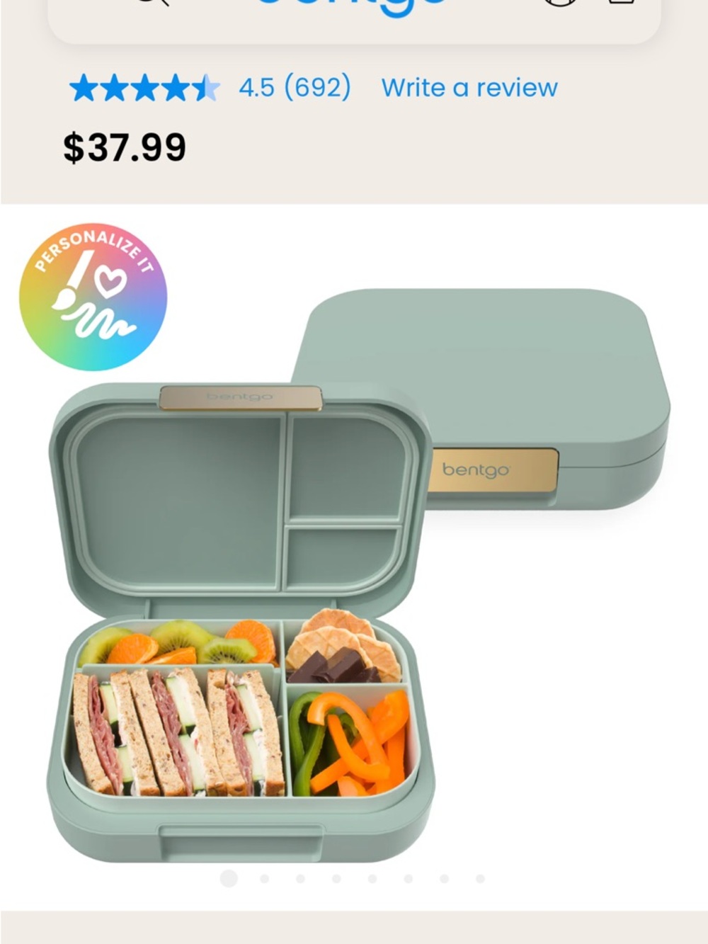 Bentgo Compartmentalized Lunch Box in mint green